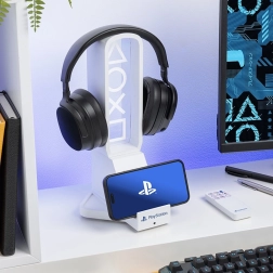 Stand PlayStation cu LED pentru căști și telefon cu încărcare USB‑C