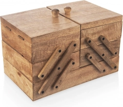 Casetă de cusut din lemn de mango 30,5 × 18 × 21 cm, extensibilă până la 71 cm