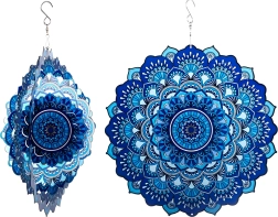 Mandala 3D suspendată – vânturător/spinner 12" pentru grădină și interior
