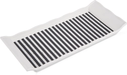 Tavă dreptunghiulară de servire 29,5 × 13 cm cu dungi alb-negru
