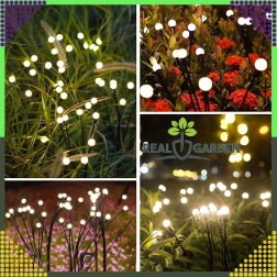 Lămpi solare de grădină cu țăruș, sferice, 6 LED, senzor de amurg, 2 buc