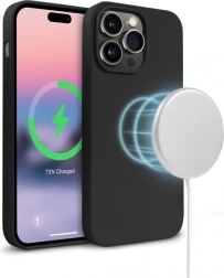 Husă magnetică din silicon pentru iPhone 14 Pro Max cu MagSafe, neagră