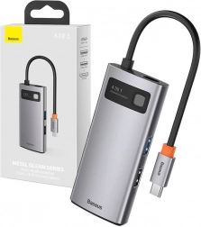 Hub USB-C 4 în 1 BASEUS Metal Gleam cu HDMI, USB 3.0 și PD 100 W
