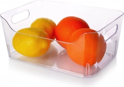 Organizator pentru frigider 23 × 16 × 9,5 cm – cutie transparentă cu mânere