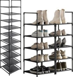 Ruhhy suport modular pentru pantofi cu 10 polițe (6 niveluri), negru