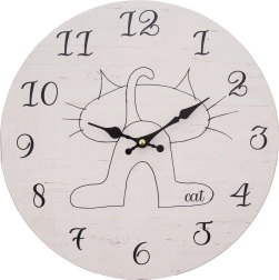 Ceas de perete din lemn Cat, diametru 34 cm