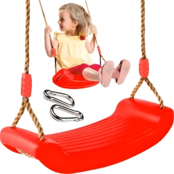 Leagăn de grădină pentru copii cu șezut din plastic și carabiniere