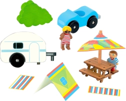 Figurine din lemn Jeujura pentru construcții Vacanță la camping