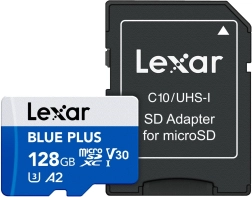 Card de memorie microSD 128 GB Blue Plus A2 U3 V30 170 MB/s