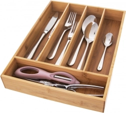 Organizator din bambus pentru tacâmuri, pentru sertar, 35 × 26 cm
