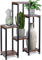 Suport pentru flori cu 6 niveluri, 70 cm – metal și decor din lemn