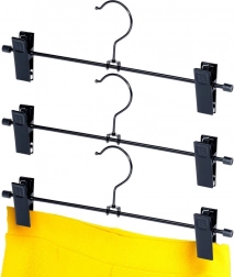 Umeraș metalic negru cu cleme – set 3 buc.