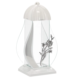 Felinar funerar M Trandafir alb 39 cm