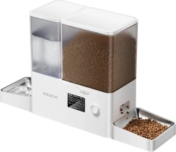 Fântână și distribuitor de hrană Rojeco pentru animale de companie 3,5 l și 5 l, albă