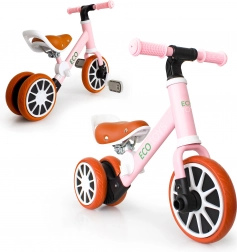 Bicicletă de echilibru 2în1 cu pedale roz ECO TOYS