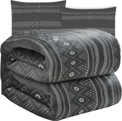 pătură de iarnă moale cu două fețe de pernă RUHHY, gri 160 × 200 cm