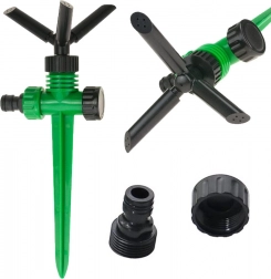 Aspersor rotativ de grădină 360° cu 3 brațe și țăruș pentru sol