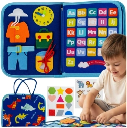 Carte senzorială manipulativă kruzzel – tablă montessori pentru copii 3+, albastru