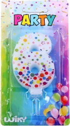 Lumânare de petrecere numărul 6 cu buline