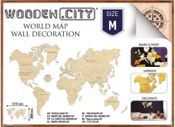 Hartă mondială din lemn M 57 × 38 cm WOODEN CITY