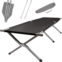 Pat pliant de camping XXL – negru