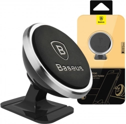 Baseus suport magnetic pentru telefon auto, rotativ 360°, argintiu