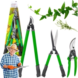 Set de foarfeci de grădină și foarfece pentru gard viu, 3 piese, cu huse