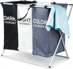 Coș pliabil pentru rufe cu trei compartimente 105 l