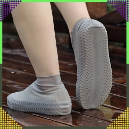 Huse din silicon impermeabile pentru încălțăminte, cu talpă anti-alunecare, mărimea S, gri