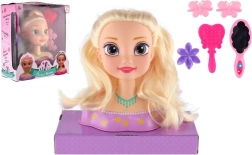 Cap manechin pentru coafat blond cu accesorii