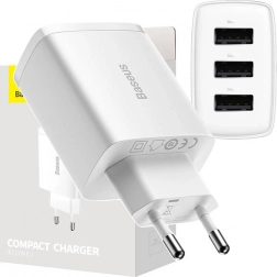 Încărcător de rețea BASEUS 17 W, 3× USB, alb