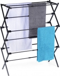 Uscător de rufe metalic negru telescopic pe podea 47–78 × 94 cm