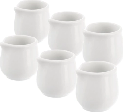 Mini cănițe din porțelan pentru lapte MONA, alb, 20 ml, set 6 buc