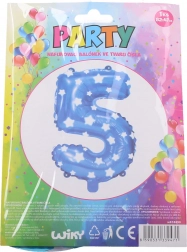 Balon gonflabil numărul 5 albastru cu steluțe