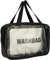 Set de gentuțe cosmetice transparente rezistente la apă pentru călătorii - 3 bucăți negre