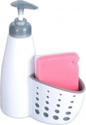 Dozator pentru detergent de vase cu suport pentru burete 370 ml, alb