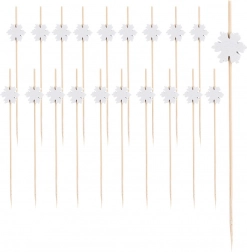 Bețe de cocktail din bambus cu fulg de zăpadă 12 cm, 20 buc