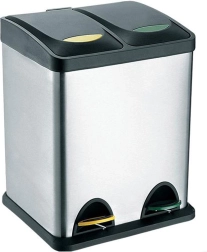 Coș pentru deșeuri reciclabile TORO 16 l, inox și plastic, argintiu/negru