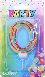 Lumânare party cifra 0 cu dungi