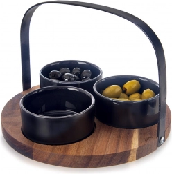 Boluri din ceramică pentru aperitive BLACK 130 ml, set 4 buc