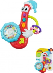 Zornăitoare pentru copii cu melodie BABY MIX – saxofon, roșu