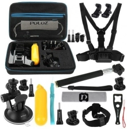 Puluz set 20‑în‑1 de accesorii pentru camere de acțiune (compatibil cu DJI Osmo Action 5 Pro și GoPro)