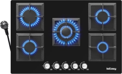 Aragaz pe gaz din sticlă IsEasy cu cinci zone