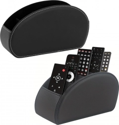 Organizator pentru telecomenzi cu 5 compartimente piele ecologică neagră