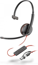 Căști monaurale Poly Blackwire 3210 USB-C + USB-C/A