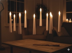 Set de 10 lumânări LED suspendate cu baghetă magică 1,5 × 15,5 cm