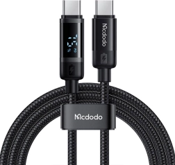 Cablu MCDODO USB‑C la USB‑C cu afișaj, 60 W, 1,2 m, negru