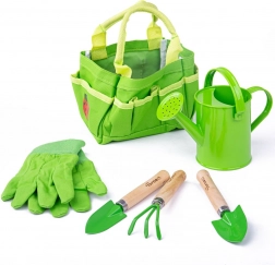 Set de grădinărit pentru copii în geantă din pânză BIGJIGS TOYS – verde