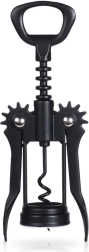 Deschizător de vin metalic tip aripi, negru, 16 cm