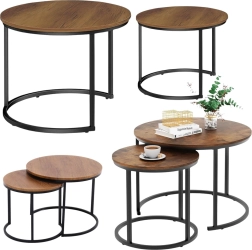 Set de mese de conferință rotunde 2în1 din lemn natural